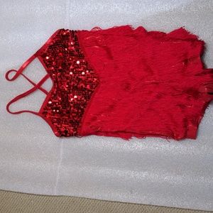 Weissman Red Sequins and Fringe Red Flapper Dance costume Size MC